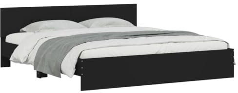 vidaXL Bettgestell, Bettrahmen mit Lattenrost, Bett Gästebett mit Kopfteil, Doppelbett Schlafzimmerbett Schlafzimmermöbel, Schwarz 200x200cm