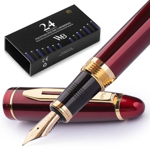 Wordsworth & Black Majesti Füllfederhalter (Rotgold) Feine Feder Tintenpatronen, Nachfüllbarer Tintenkonverter Kalligraphie Füllfederhalter Bestes Business Geschenk Set für Männer & Frauen