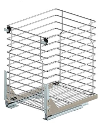 Schrankauszug mit Bodenscheine Küche mit Softclose [400mm] | Auszug Küchenschrank - 1 Etage | Unterschrankauszug Chrome | Vollauszug Bodenmontage | Küchenschrank Organizer Ausziehbar