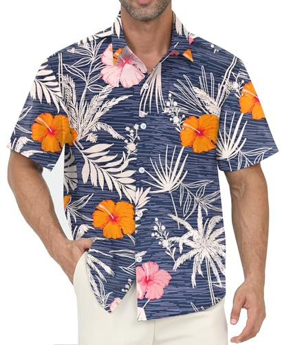 Hawaiian Shirt for Men - Button Down Wrinkle-Resistant for Beach, Pool Parties (S-3XL)