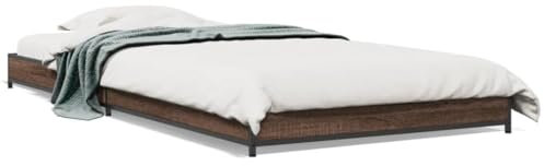 Youuihom Palettenbetten Bettgestell Etagenbetten Tagesbetten Bettgestell Braun Eichen-Optik 100x200 cm Holzwerkstoff Metall Geeignet für Wohnungen, Schlafzimmer, Arbeitszimmer, Büros