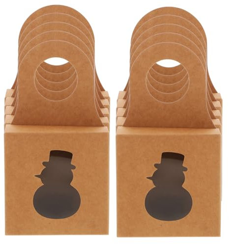 SEWOART 25pcs Clear Window Paper Boxes for Wine Bottles Packaging for Wine Beer and Whiskey Decorative Bottle Hanger Favor Boxes