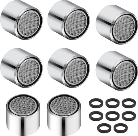 8 Pack Tap Aerator 22mm Water Saver Tap Filter Nozzle Faucet Aerator for Kitchen Sink Female Thread Aerator Replacement Parts with Gasket for Kitchen and Bathroom