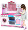 HOMASIS Cuisine en Bois Rose pour Enfants, Cuisine pour Enfants avec évier, Four et Micro-Ondes, Jouet éducatif pour Enfants de 3+ Ans, cœur Rose