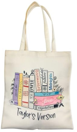AINIUNIU Stoffbeutel, TS Baumwolltasche Bedruckt, Canvas Tote Bag Album Inspirierte Tragetasche, Einkaufstasche Geschenke Wiederverwendbar, Umhängetasche Geschenk für Sänger Fans, 40x35cm