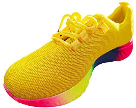 Genérico Zapatillas Placa De Carbono Running Glove Primavera 2023, nuevos Zapatos Deportivos de Punto con Cordones de Gruesa Informal para Mujer de arcoíris Grande Escarpines NiñO (Yellow, 40)