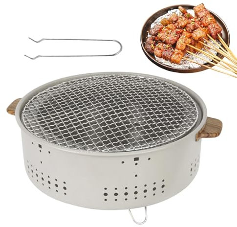 Barbecue portatif, gril de table au charbon de bois | Grill de table avec filet à mailles denses, poignées anti-brûlure,Poêle à charbon de bois d'extérieur polyvalent, pour Camping, barbecue, pique-ni