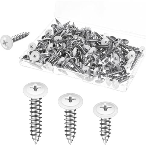 JJUNW 120 viti autofilettanti per legno M5, viti a croce bianche, 3 lunghezze, viti per truciolato M5 x 15/22/26 mm, in acciaio al carbonio, a testa tonda