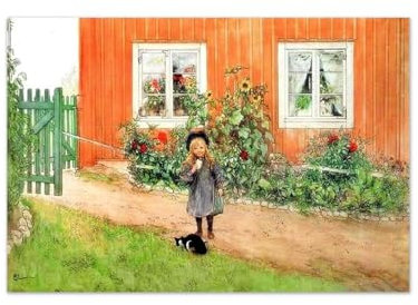 OZPWBVY Carlr Lasrson Berühmte Leinwand Wandkunst Bilder-Wandbilder Wanddekoration Gemälde-Katze und Sandwich-Poster Reproduktion für Schlafzimmer 30x45cm Ungerahmt