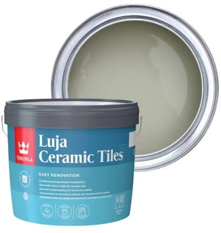 TIKKURILA Luja Ceramic Tiles - Semi-matt paint for Ceramic Tiles - Available in White & 100+ Colours (Flannel J446, 3 Litres)
