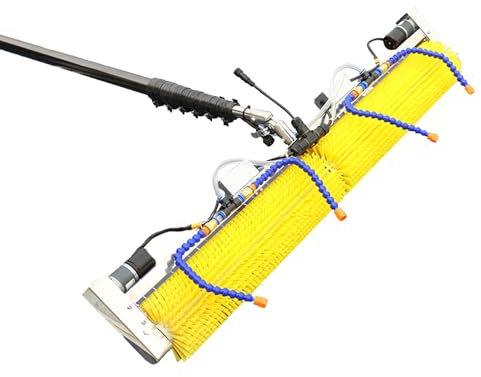 VNATWGOO Electric Solar Panel Window Cleaning Roller Brush, Auto Water Supply Telescopic Carbon Fiber Pole 7m/8m Adjustable, for Glass,Dualuse-7m