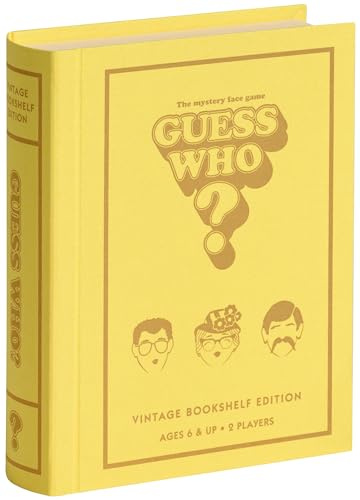 WS Game Company Guess Who? Vintage Bookshelf Edition, Linen Wrapped Book Box & Slipcase, Inspired by 1991 Version, Classic Board Games for Kids & Adults, Ages 6+