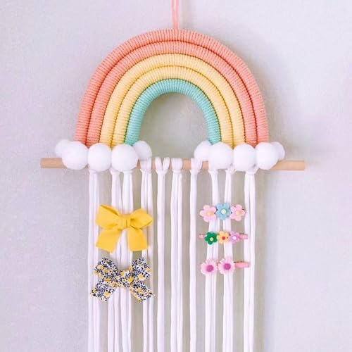 AQCQDQ Haarspangen Aufbewahrung Halter, Hair Clip Organiser Mädchen Bow Zubehör Lagerregal, Dekoration zum Aufhängen an der Wand und Baby Haarschleife (hellrosa-grau,80 * 30cm)