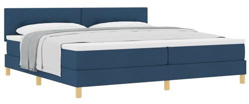 vidaXL Boxspringbett mit Matratze Blau Gepolstert 200X200 cm Modernes Design Stoff für Erwachsene Naturholzbeine Einfache Montage und Komfort Schlafzimmermöbel Topper Schaumstoff Pocket Getuftet