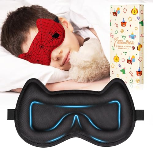 Miss Adola Sleep Mask for Kids - 3D Contoured Cup Cute Sleep Eye Cover with Adjustable Strap Kawaii Cartoon Soft Blindfold Eyeshade for Boys Girls Teens, Black Zhizhu