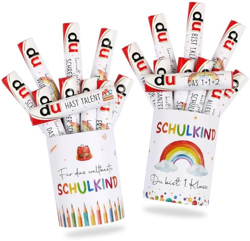BOFUNX Einschulung Schulkind Aufkleber Set 2pcs Box Sticker + 20pcs Schulkind Schulanfang Banderolen Aufkleber Schulanfang Einschulung Erster Schultag Mutmacher Geschenke für Jungen Mädchen A