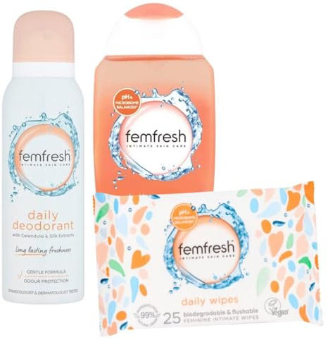 Feminine Intimate Care Bundle | 250ml Wash, 25x Wipes & 15ml Deodorant