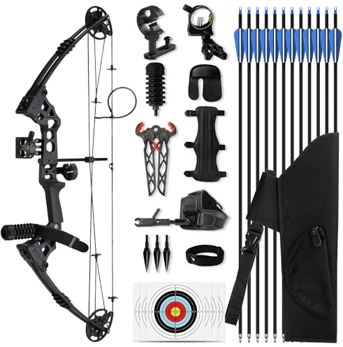 SERfawnCH Drachenklaue Compoundbogen Set 20-70 LBS Einstellbarer Jagd- und Sportbogen mit Pfeilen für Rechtshänder (Erwachsene)