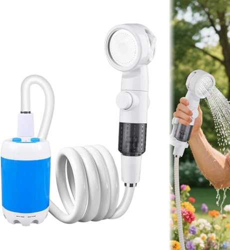 Générique Douche Camping Portable, Douchette Exterieur Portable, Pompe de Douche Électrique Rechargeable, Camping Accessoires avec Pomme 3 Modes pour Camping,Randonnée (# 1)