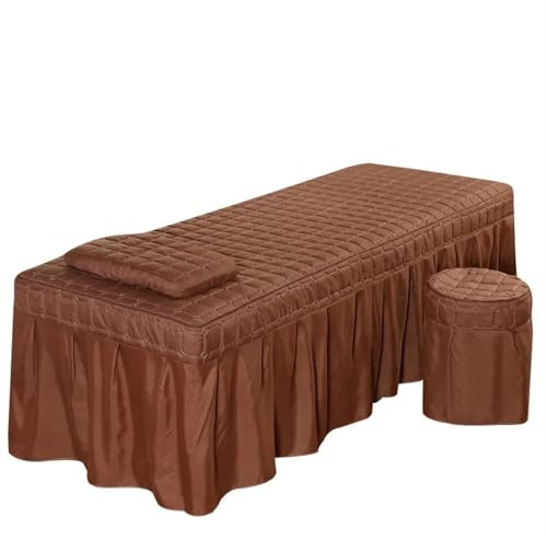 Housse de lit de beauté 1 pièce uniquement - Solide - Pour table de massage - Matelas doux pour la peau - Avec trou - 5 tailles - Marron - Cache-sommier de 480 x 203 cm uniquement