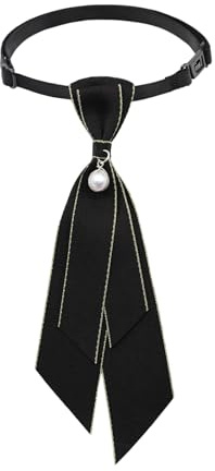 Muorruo Women's Bow Tie, Adjustable Women's Tie, Girls' Uniform Tie, Pre-Tied Women's Tie with Artificial Pearl for School, Women's Tie Accessory