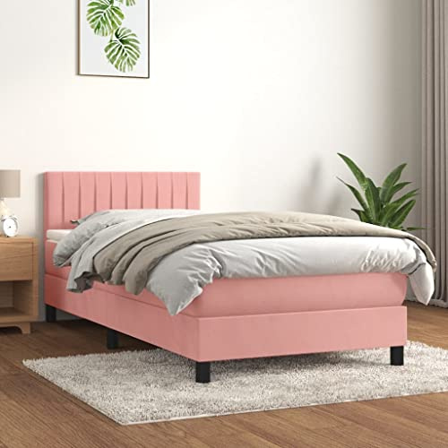 Owoxanthellate Boxspringbett Rosa 80x200 cm Samt Beistellbett mit Taschenfederkernmatratze höhenverstellbarem Kopfteil Modernes platzsparendes Gästebett für Schlafzimmer Jugendzimmer