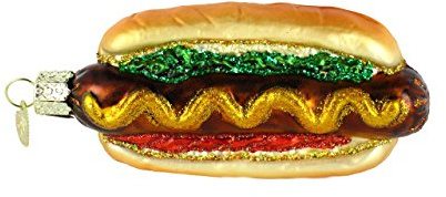 Old World Christmas Ornaments: Hot Dog Glass Blown Ornaments for Christmas Tree (32050)