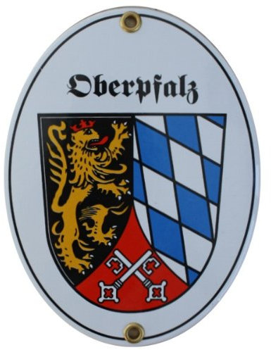 Oberpfalz Emaille Schild 11,5 x 15 cm Emailschild Oval.