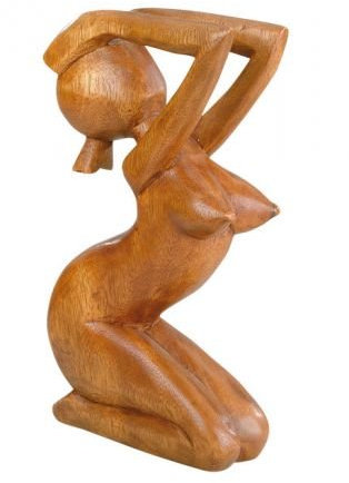 aquasensishop Skulptur, Holzfigur Sonnenanbeterin Holzskulptur aus (Indonesien) (40 cm)