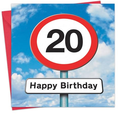Twizler 20th Birthday Card - Roadsign - 20 Year Old – Age 20 Birthday Card