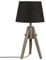ATMOSPHERA CREATEUR D'INTERIEUR Lampe zum Hinstellen - Dreifuß aus Paulownia Holz - gebeizter/gekalkter Effekt - SCHWARZER Lampenschirm