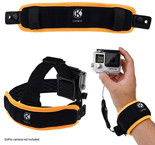 CamKix 2en1 Pulsera flotante y cinta para la cabeza flotante Compatible con GoPro Hero 8 Black, Hero 7, 6, 5, Black, Session, Hero 4, Hero+ LCD, 3+, 3 y DJI Osmo Action – Evita que la camara se hunda