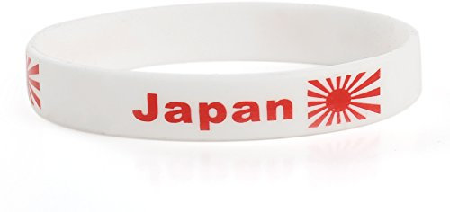 Komonee 1 x Japan White World Cup Sports Event Football Country National Flag Silicone Wristband