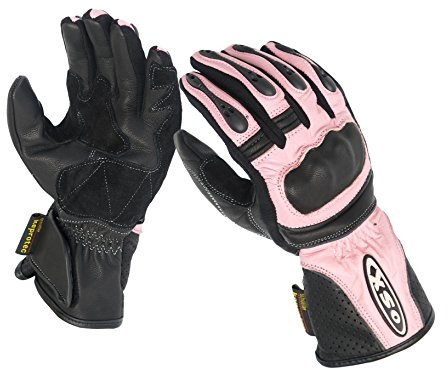 Sonic 925-pink (S) – Damen Motorrad Leder Handschuh schwarz