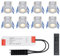 HOFTRONIC - Milano - 8er LED-Einbaustrahler 12 Volt - Beleuchtung Terrassenüberdachung - Dimmbar - Komplettset mit Fernbedienung - 3W - Plug & Play - 2700K 200lm - IP65 wasserdicht - Edelstahl