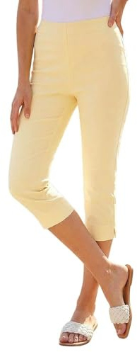 Roman Cropped Trousers for Women UK Ladies Capri Leggings Summer Pants Short Crop Stretch 3/4 Length Three Quarter Pedal Pusher Clothes Elasticated Bengaline Cut Off