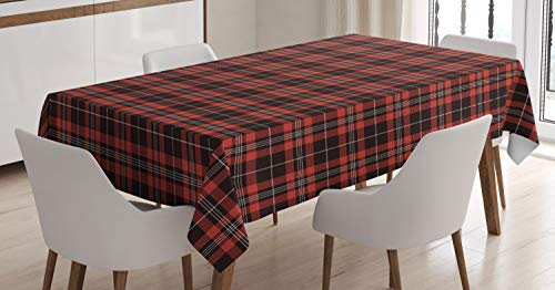 ABAKUHAUS Schottenkaro Tischdecke, Plaid Zusammensetzung Zusammenfassung, Pflegeleicht mit Modernster Druck Technologie Waschbar und Personalisiert, 140 x 240 cm, Vermilion Maroon and White