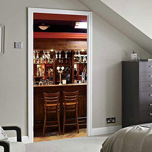 XXXCH 3D Türaufkleber Exquisite Bar 77X200CM Türtapete selbstklebend TürPoster - Fototapete Türfolie Poster Tapete Meer Aufkleber DIY Selbstklebende Wandbild PVC Wasserdichte Tapete