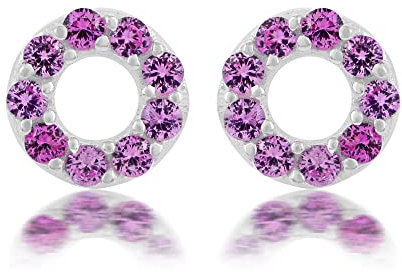 Orecchini a perno in argento Sterling 925 massiccio con pietre preziose naturali multicolore, Argento sterling, Zaffiro rosa