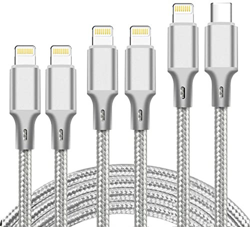 cugunu USB C to Lightning Cable 5 Pack 3/3/6/6/10FT iPhone Charger Apple MFi Certified Power Delivery Fast Charging Cord Compatible with iPhone 14/13/12/11/XS/XR/X/8 - Gray