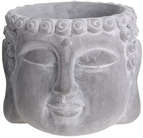 Buddha Head Cement Plant Pot Indoor Home Decorative Flower Succulent Cactus Herb Planter (Ø 9cm Grey)