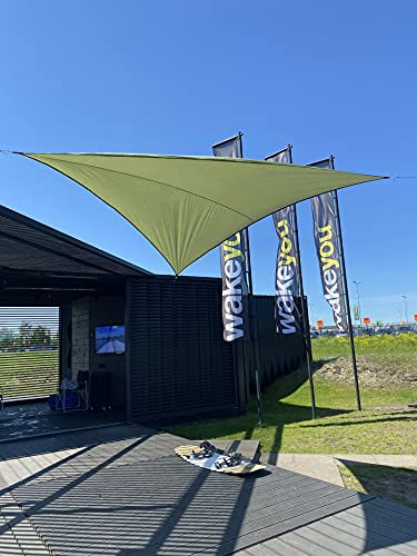 N/A Dreieckiges Sonnensegel - Terrassenüberdachung als Schatten- und Regenschutz - ideal für Pergola, Außenbereich und Pflanzen - Sonnenschutzset mit Karabinern und Seilen (Grün)