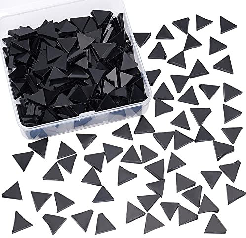 OLYCRAFT 230 Stück Dreieck Mosaik Fliesen Schwarz Mosaik Glasstücke Kristall Mosaik Glasstücke Für DIY Handwerk Teller Bilderrahmen Blumentöpfe Handgemachter Schmuck Heimtextilien