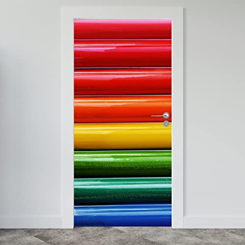Estika Türtapete selbstklebend - Bunte Bleistifte - 95x205 cm - Einem Bogen Türposter, Abstrakt Türaufkleber, Aufkleber PVC Folie, Klebefolie für türen, Tür tattoo, Modern decoration