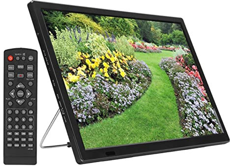 DWMD TV Digital Portátil de 16 Pulgadas, TV LED TDT con Pantalla TFT HD de 1080p, Monitor de Televisión Digital con Señal Recargable sin Retardo con HDMI, USB, Soporte de TV para Viajes en Automóvil
