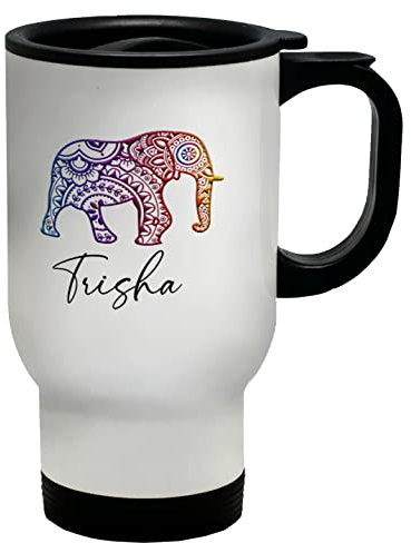 Shopagift Personalised Mandala Pattern Elephant Travel Mug Cup