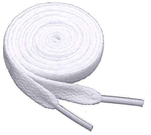 Sechunk Juego de 2 pares de cordones planos de 29 colores, 12 longitudes para zapatos, blanco, 90cm