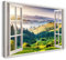 Bilder Fensterblick 120x80cm Baumwoll-Leinwand auf Keilrahmen mit Aufhänger moderner Kunstdruck XXL Wandbilder Wand-Dekoration Hügel Landschaft Sommer Nebel Sonnenaufgang - Natur-Fotografie
