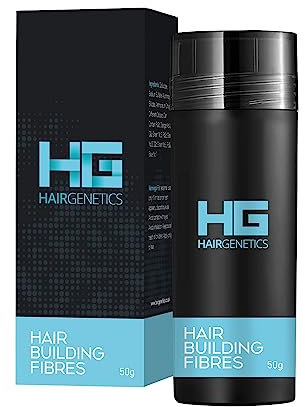 Hair Genetics Haarfasern, dunkelbraun, 50 g, für Haarausfall, Abdeckung von dünner werdendem Haar und kahlen Stellen, Dunkelbraun für dickes Haar, Haarfasern für Männer und Frauen bei Haarausfall