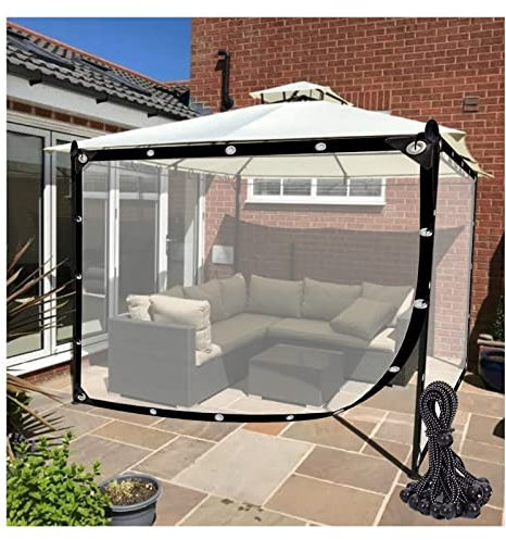LGJEGD Outdoorvorhänge Windschutz terrasse mit 10 Pack Bungee Balls 0.5mm Thicken Plane transparent mit ösen mit Ösen, for Carport Seitenwände, 60 Größen (Color : Clear, Size : 9.84x8.2'/3x2.5m)